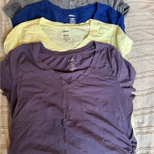 4 Sonoma Maternity Women's Short Sleeve V-Neck Tops - Purple, Yellow, Blue, Gray
